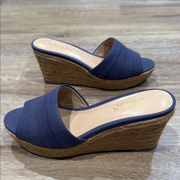 Lauren Ralph Lauren Size 7 B Navy Wedge Espadrilles KARLIA-ES-CSL - Picture 8 of 16